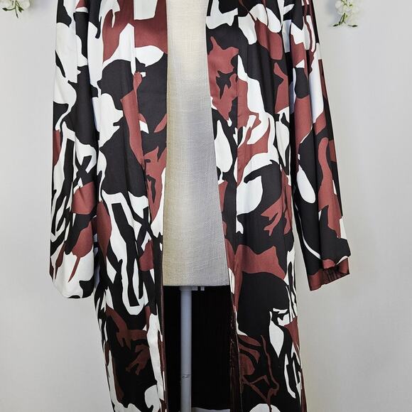 Chico’s Reversible Open Front Cardigan Duster Jacket Size 2 Large Abstract Satin - Picture 10 of 16